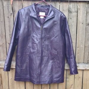 Venezia Eggplant Leather Ladies Coat